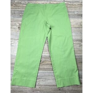 Talbots Petites Cropped Pants Womens 16P‎ Lime Green Classic Side Zip Stretch